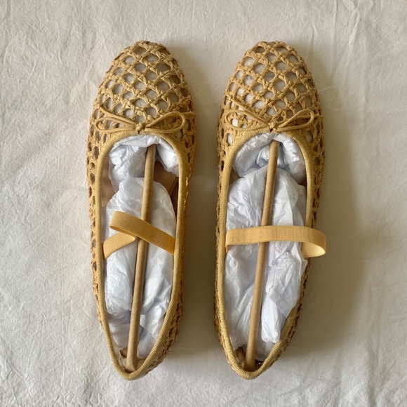 Loeffler Randall Leonie Woven Ballet Flats Natural 7.5 - Picture 7 of 9